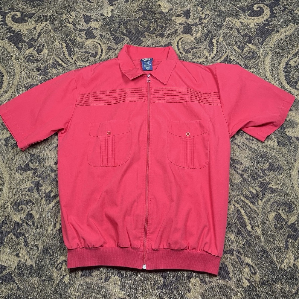 Vtg John Blair Shirt Shirt Bowling Rockabilly Full Zip Mens Size Medium Red